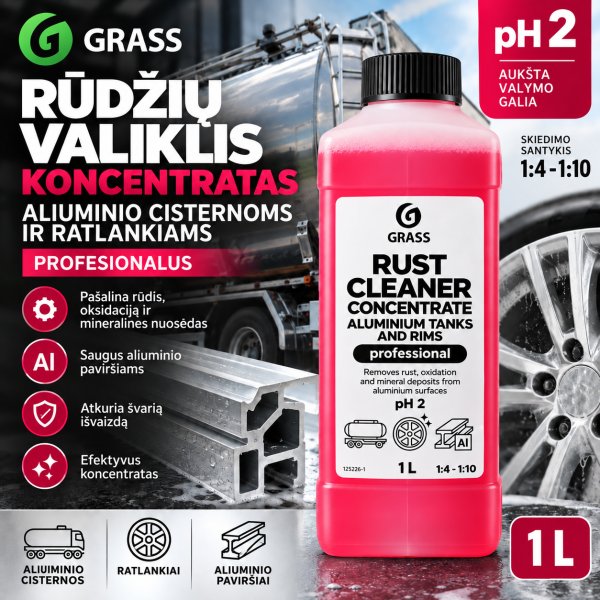 Stipriai užterštų aliuminio paviršių valiklis (kuro bakų, diskų) Rust Cleaner 1L