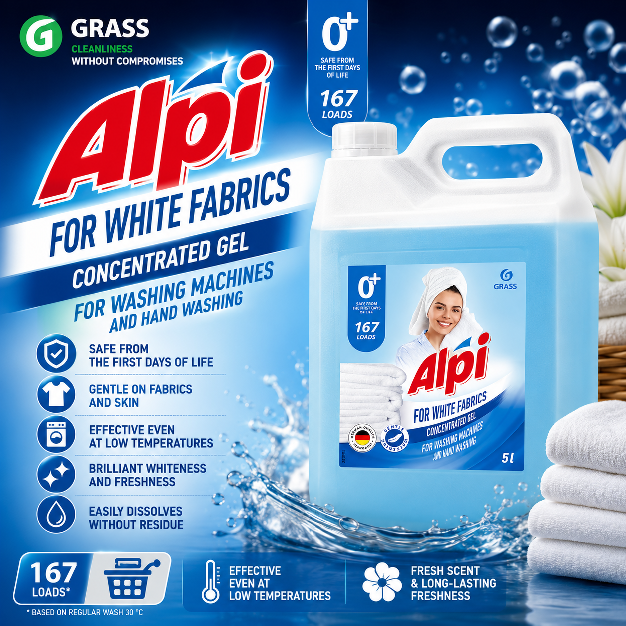 Skalbiklis baltiems audiniams ALPI 5 kg GRASS
