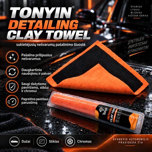 Valymo šluostė sukietėjusių nešvarumų pašalinimui Detailing CLAY Towel TONYIN
