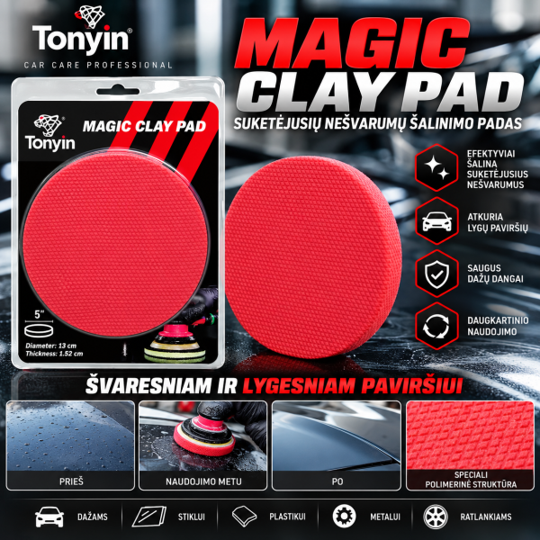 Diskas automobilio paviršiaus valymui Magic CLAY Pad Ø130 mm TONYIN