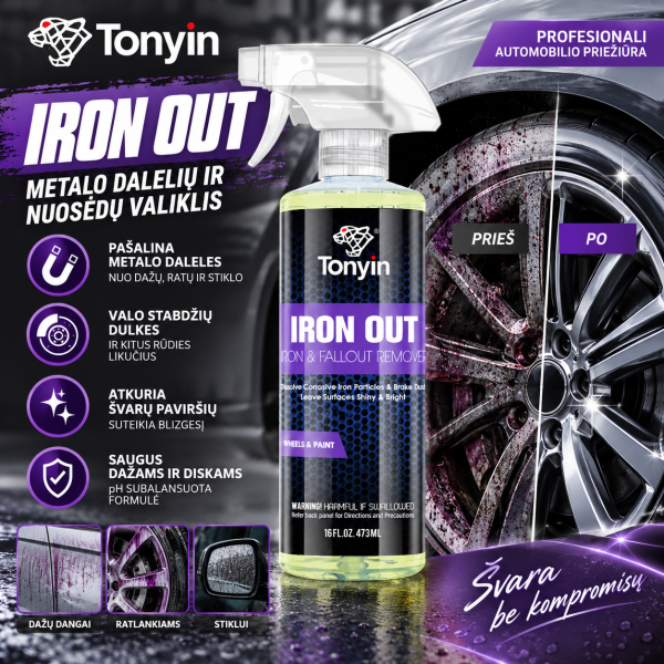 Metalo dalelių valiklis IRON OUT Iron Fallout Remover 473 ml TONYIN
