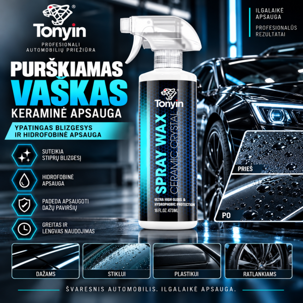 Keraminis purškiamas vaškas SPRAY WAX Ceramic 473 ml TONYIN