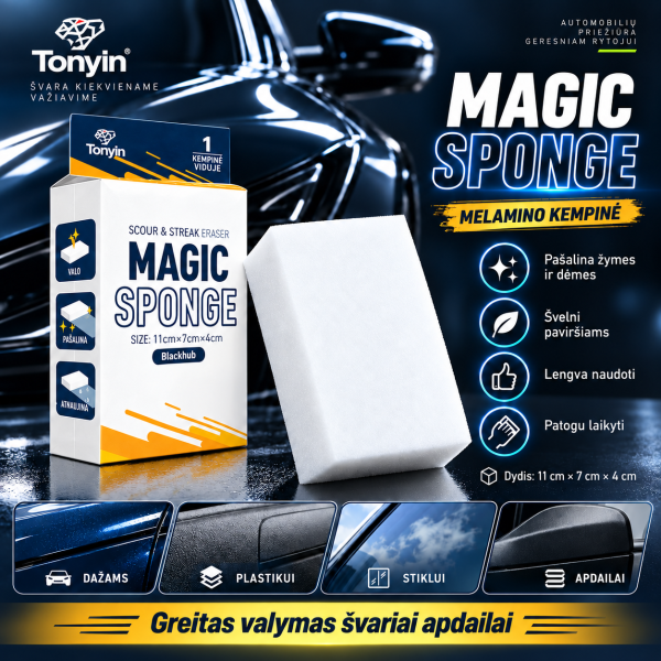 Melamino valymo kempinė MAGIC SPONGE Extra Thick 6 g TONYIN
