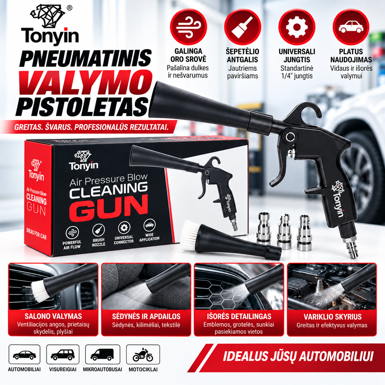 Pneumatinis valymo pistoletas Air Blow Cleaning Gun Tornado TONYIN
