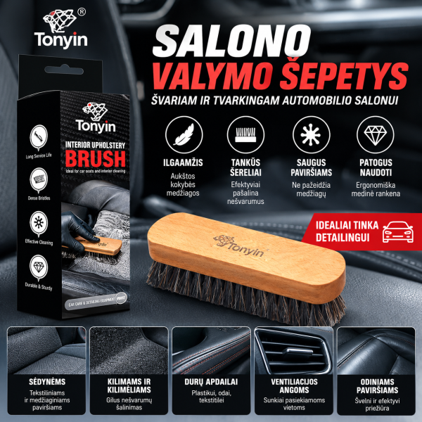 Šepetys automobilio salonui Interior Upholstery Brush TONYIN
